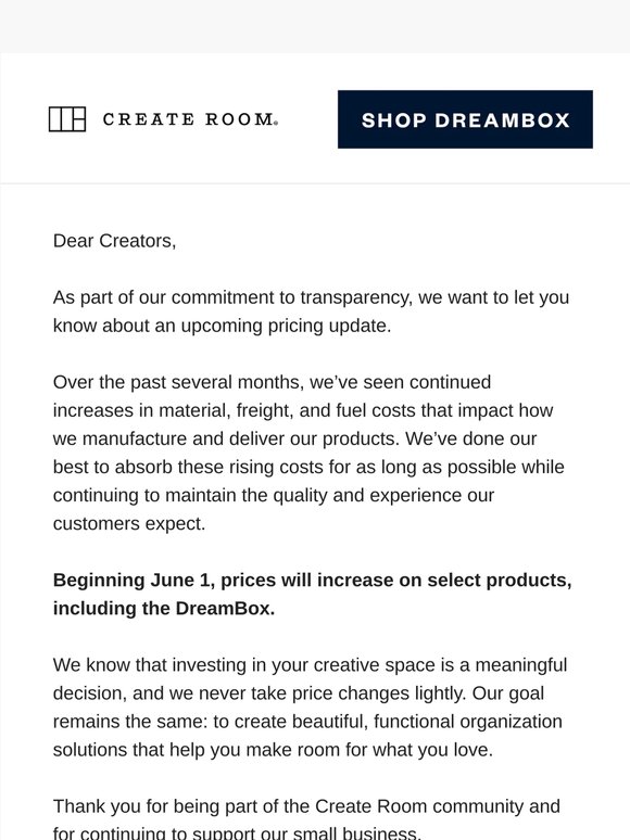 (Reminder) Upcoming Pricing Update