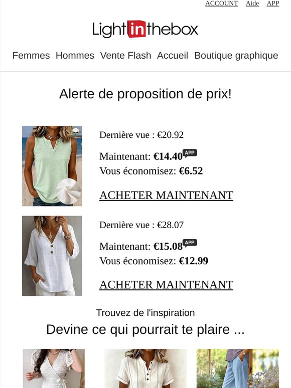 59% de Réduction pour les Anciens Visiteurs de Collection Coton & Lin !