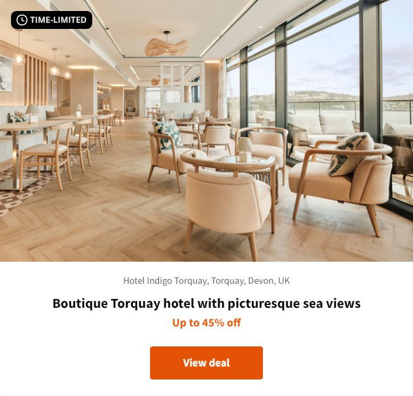 Boutique Torquay hotel with picturesque sea views