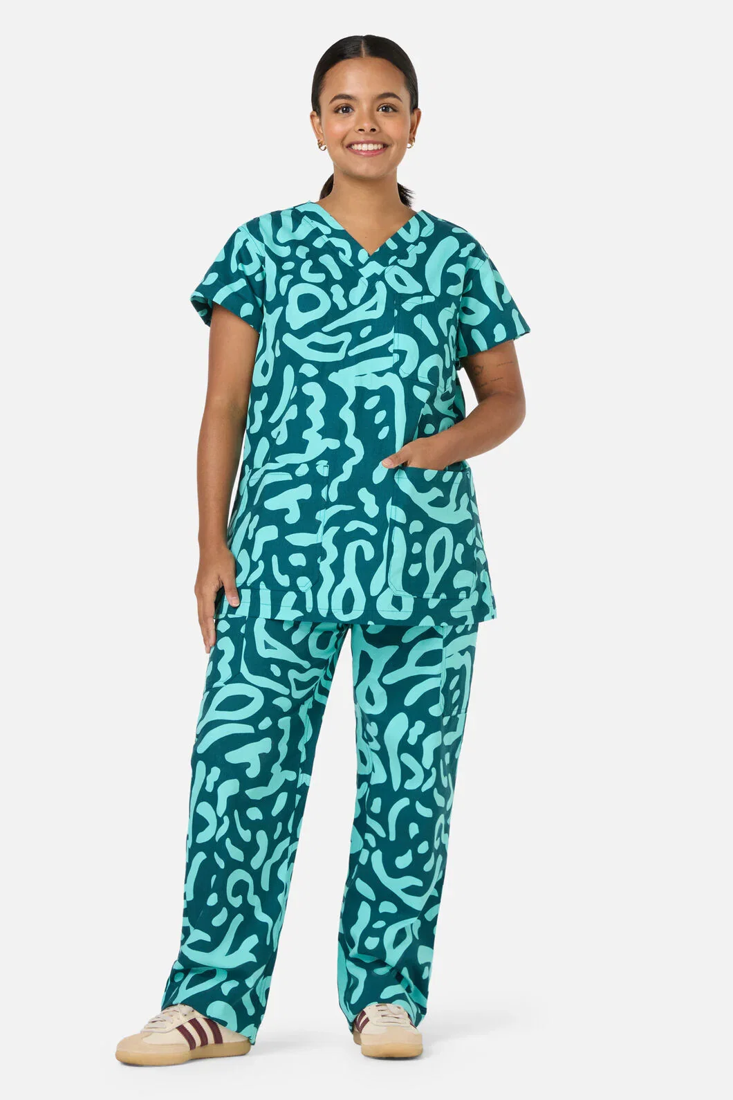 Image of Green Ripple scrub set