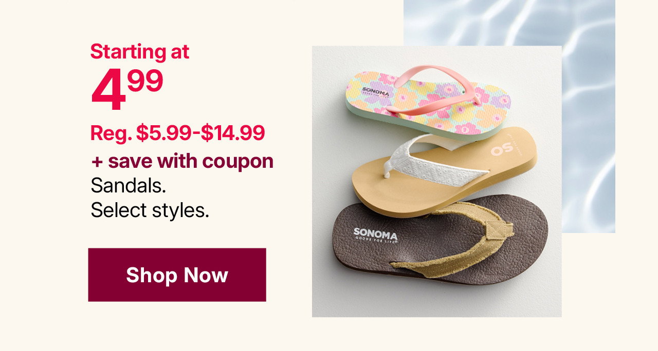 starting at $4.99 sandals