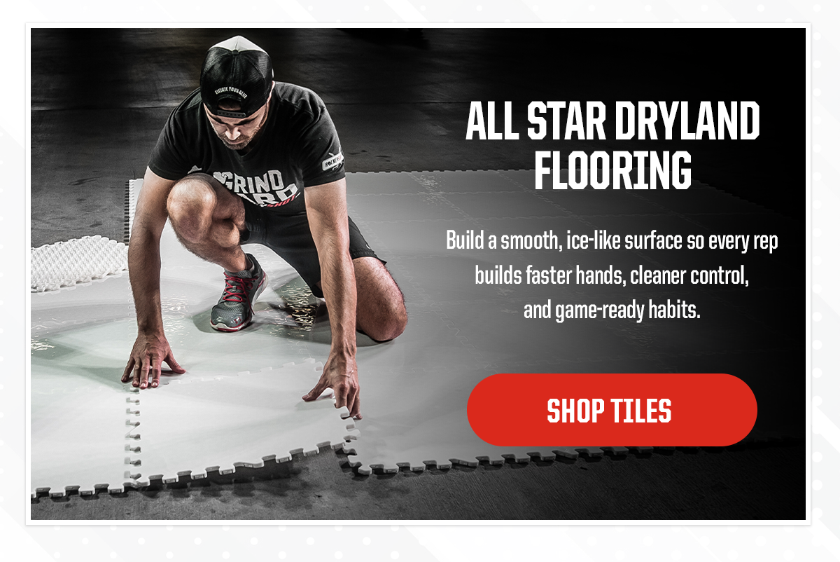 Product 5: All Star Dryland Flooring. Subheader: Build a smooth, ice-like surface so every rep builds faster hands, cleaner control, and game-ready habits. CTA: Shop Tiles 