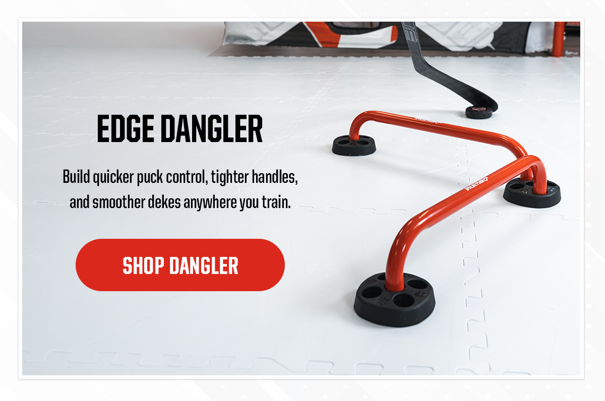 Product 4: Edge Dangler. Subheader: Build quicker puck control, tighter handles, and smoother dekes anywhere you train. CTA: Shop Dangler 