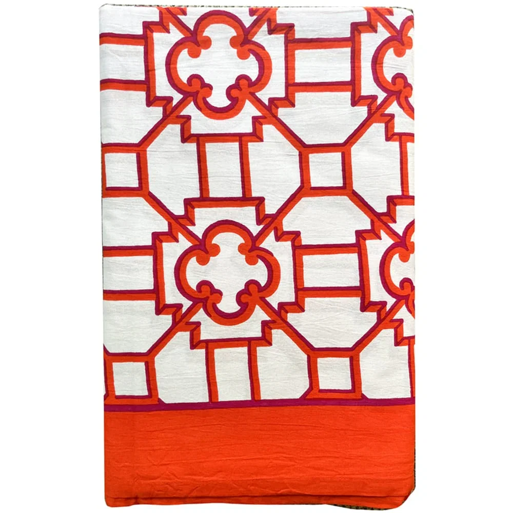 Image of Garden Trellis Tablecover-Fuch/Oran Fabc Cotton Tblcvr-120X60