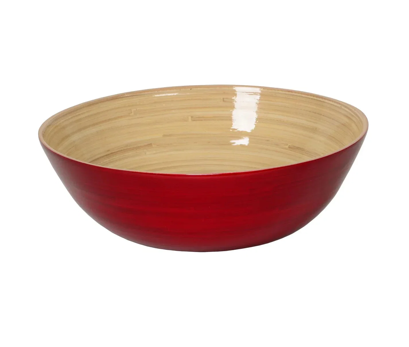 Image of Classic Lacquered Bamboo Bowl in Red - 1 Each