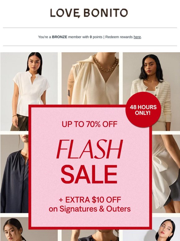 ⚡ FLASH DEAL: Extra $10 off Signatures & Outers ⚡