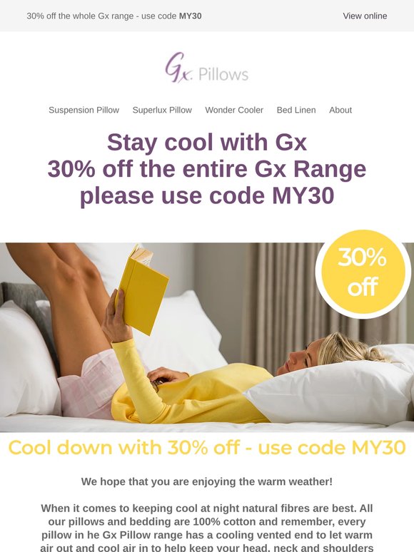 30% off Gx Pillows with code MY30
