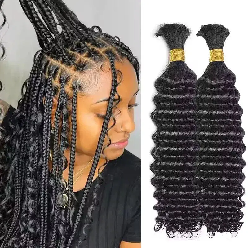 Image of Deep Wave Bulk Human Hair For Braiding