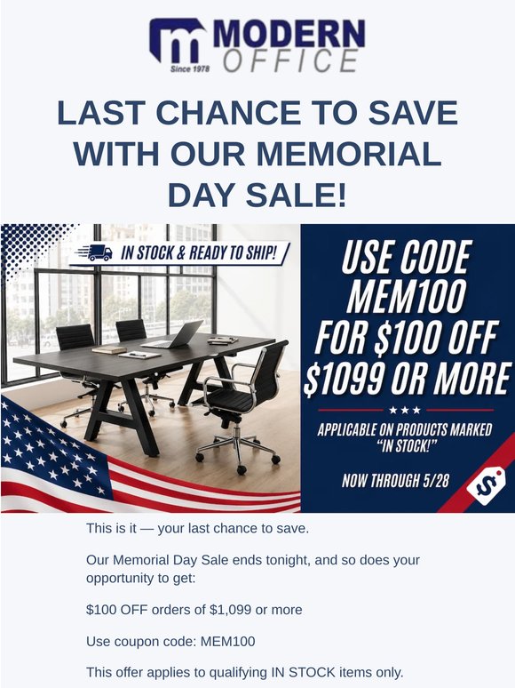 Last Call — Memorial Day Sale Ends Tonight