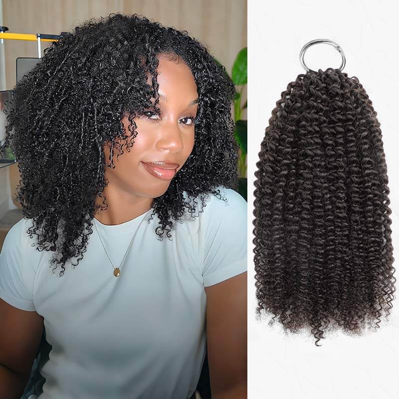 QVR Afro Kinky Curly Crochet Hair Machine Made Natural Black Feather Human Hair Extension