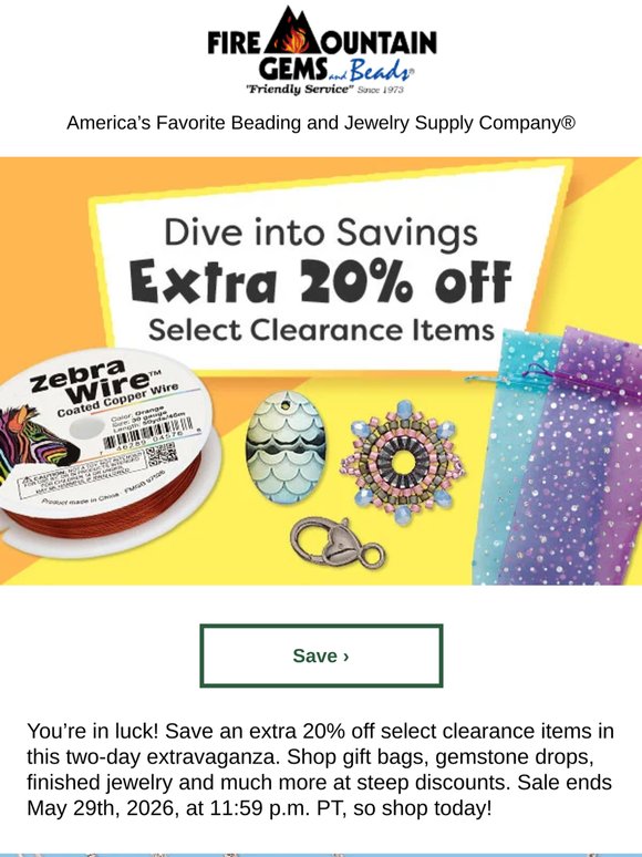 Now is the Time to Save: Extra 20% Off Select Clearance Items