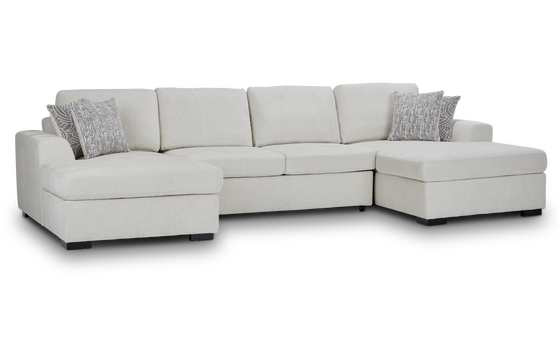 Blakely White Fabric Double Chaise Sleeper Storage Sectional