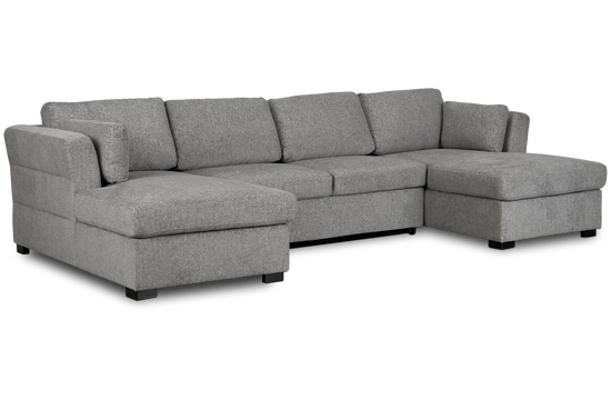 Amber Dark Gray Fabric Double Chaise Sleeper Storage Sectional