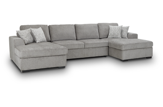 Blakely Gray Fabric Double Chaise Sleeper Storage Sectional