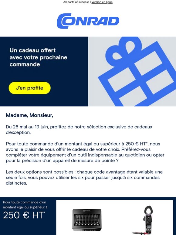 Un cadeau offert avec votre prochaine commande