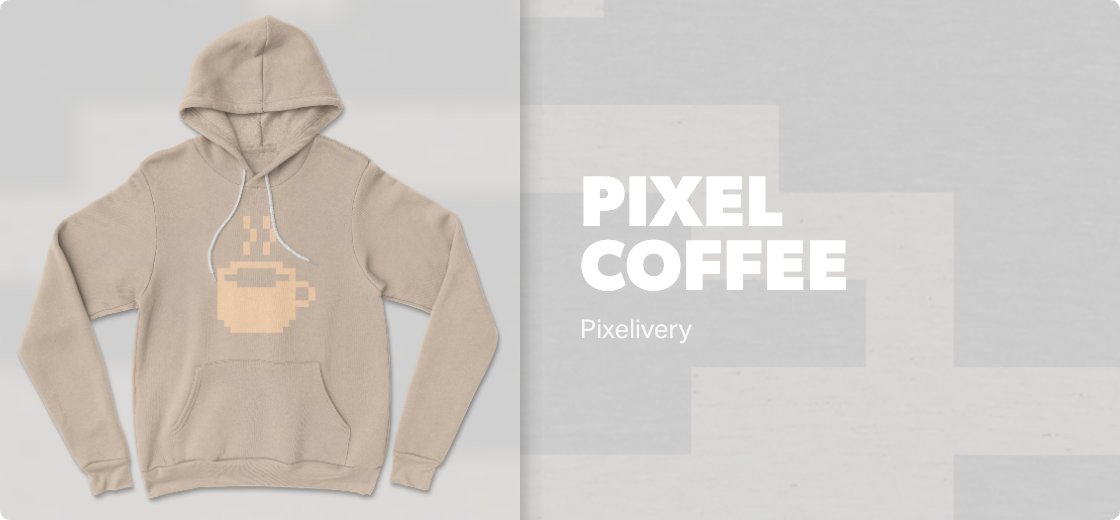 Pixel Coffee — 3719 / Pullover Hoodie / tan