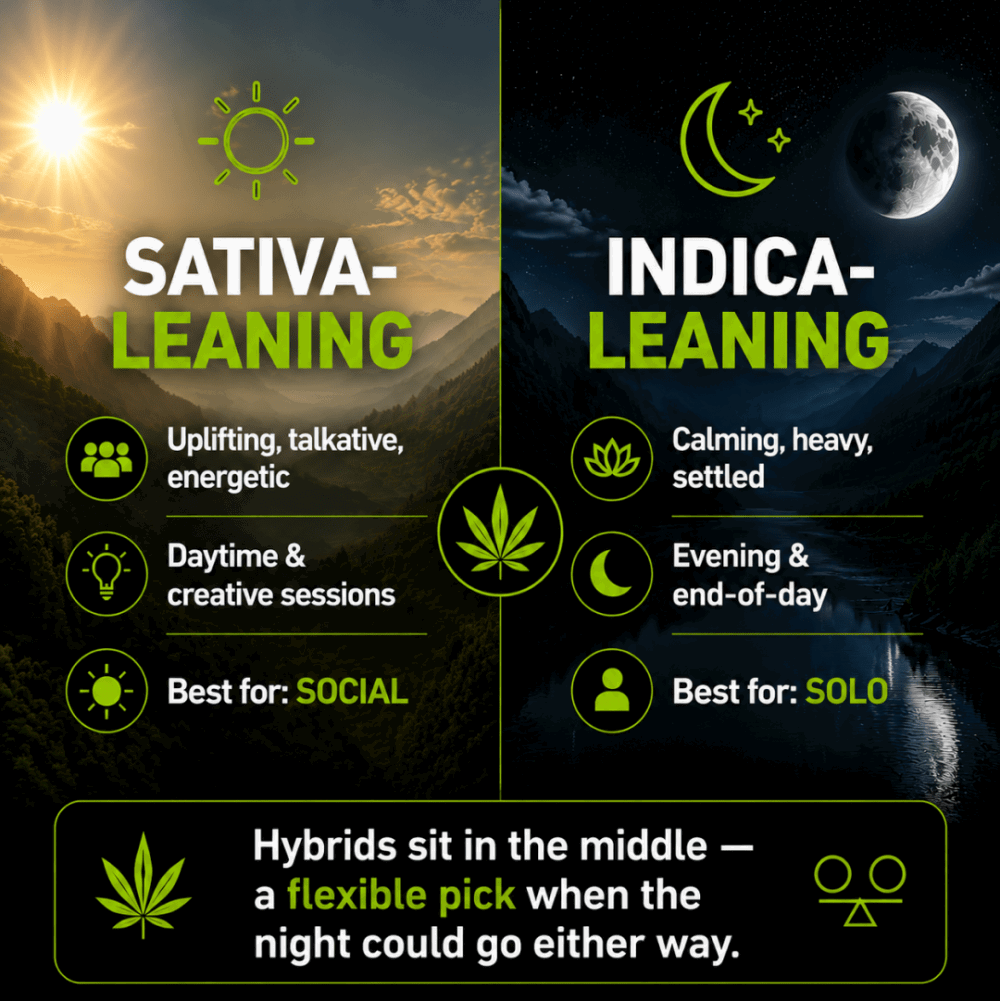 Sativa-leaning vs. Indica-leaning