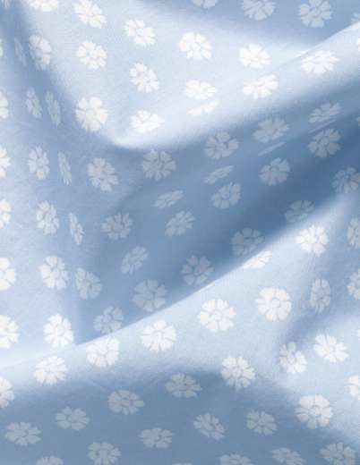 Short Sleeve Stretch Washed Poplin Floral Shirt - Light Blue