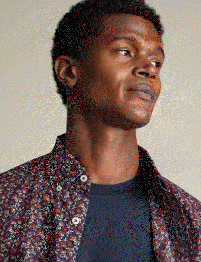 Short Sleeve Stretch Washed Poplin Floral Shirt - Red