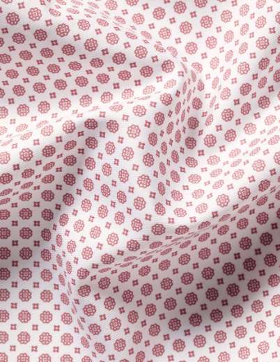Non-Iron Stretch Print Shirt - White & Red