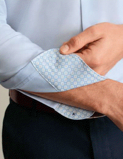 Non-Iron Stretch Printed Trim Shirt – Light Blue