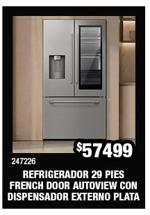 refrigerador 29 pies french door autoview con dispensador externo plata