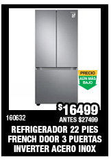 refrigerador 22 pies french door 3 puertas inverter acero inox