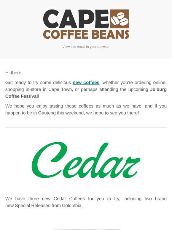 New Coffee Arrivals & Jo'burg Coffee Festival
