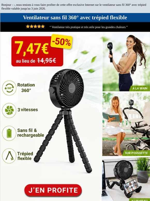 Jusqu’à 30 °C ? Ce ventilateur sans fil vous suit partout