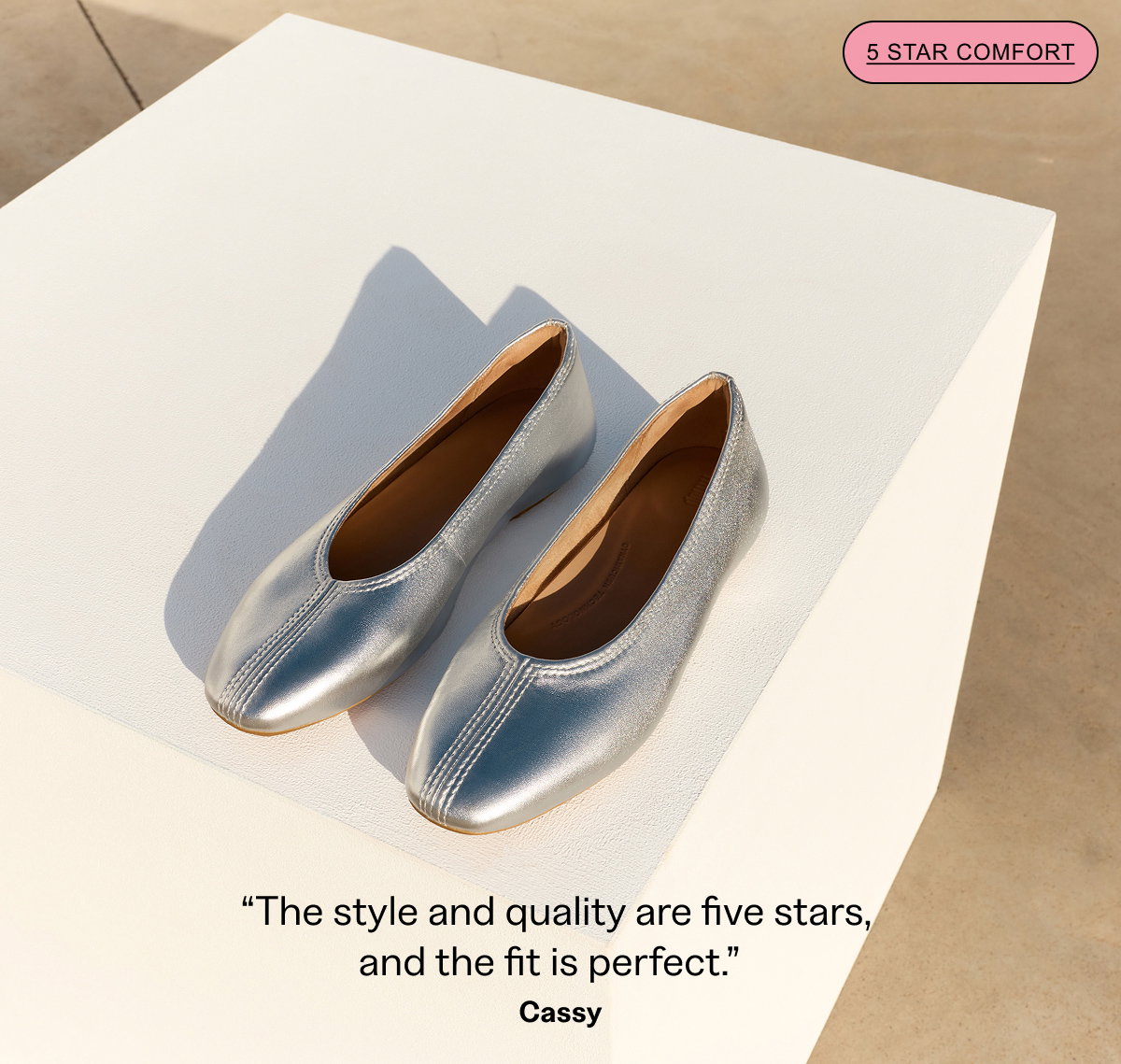 DELICATO High-Cut Metallic Soft-Leather Ballerinas Silver