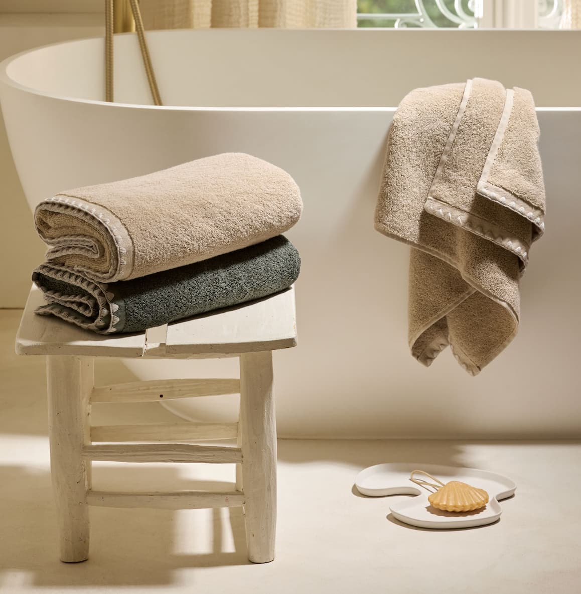 Serviette de toilette Neryda beige lin