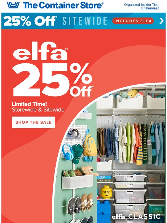 25% Off Elfa For A Limited Time!