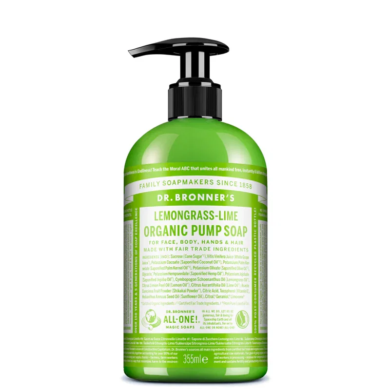 Image of Dr Bronner's Lemongrass Lime Organic Pump Soap 355ml