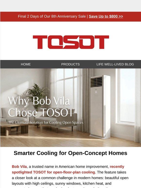 Bob Vila Spotlighted TOSOT Cooling