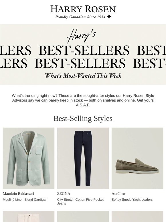 Harry’s Best-Sellers from Maurizio Baldassari, ZEGNA, Aurélien and More