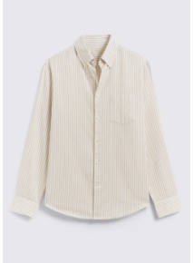 Camel Stripe Lightweight Cotton-Blend Oxford Shirt