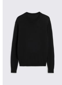 Black Cotton Crew Neck Jumper