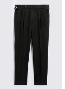 Black Linen Pleated Trousers
