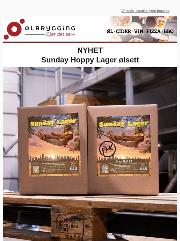 Nytt ølsett! Sunday Hoppy Lager Allgrain og Fresh Wort Kit