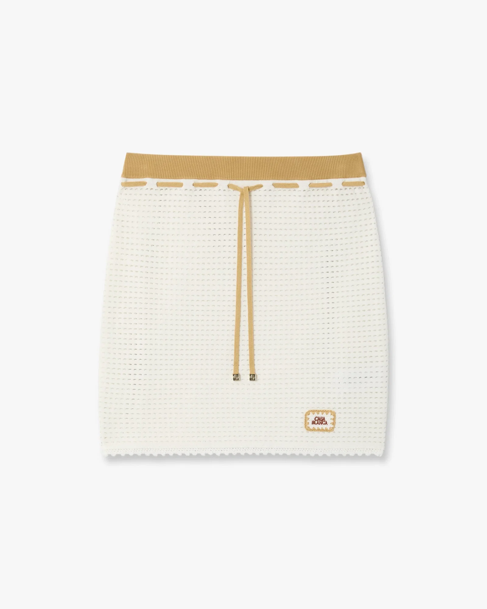 Image of White Lace Tuck Stitch Mini Skirt