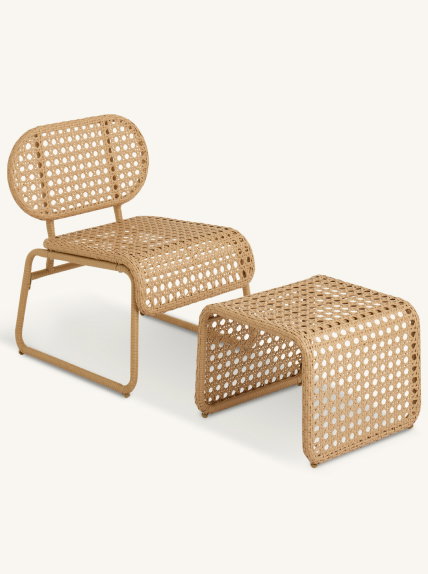 Habitat Global Accent Chair and Footstool - Natural