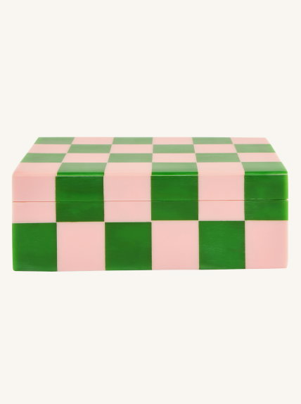 Habitat Brights Checkered Resin Trinket Box - Pink & Green