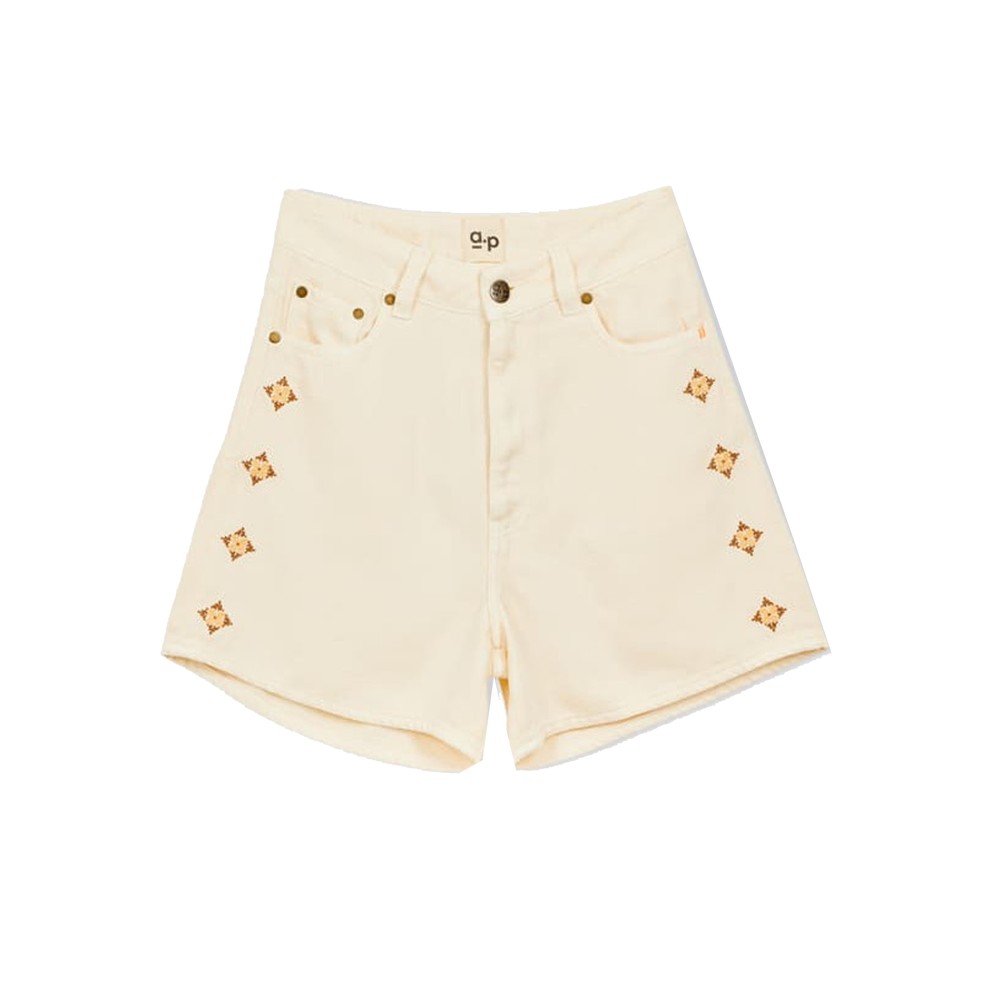 Image of Bermuda Denim Shorts - Ecru