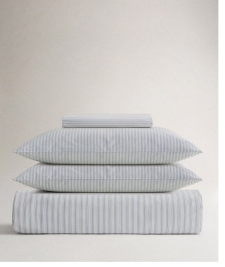 Blue Ticking Stripe Duvet Set