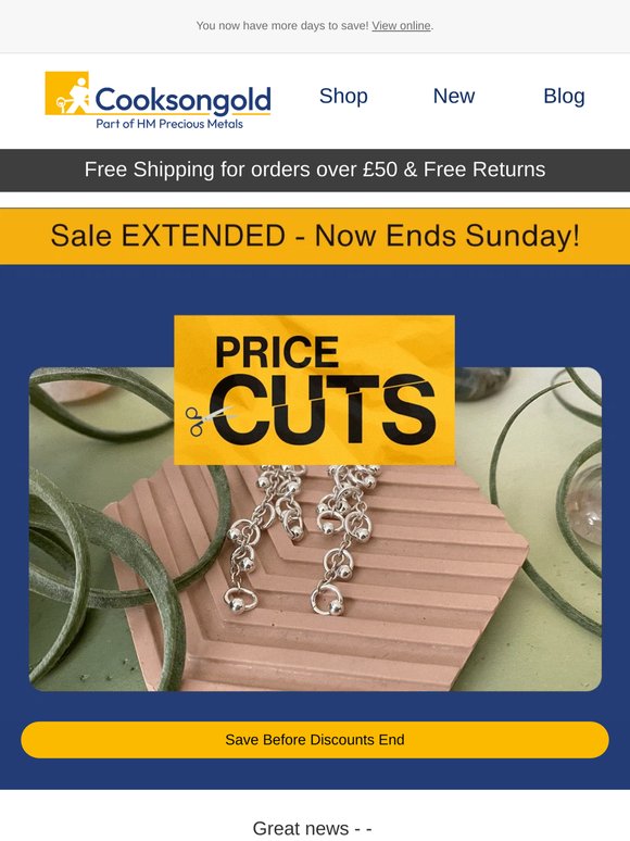 Sale Extended! Now Ends Sunday...