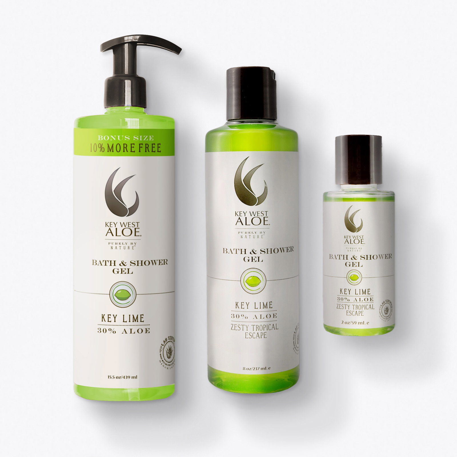 bottles of Key Lime Bath & Shower Gels