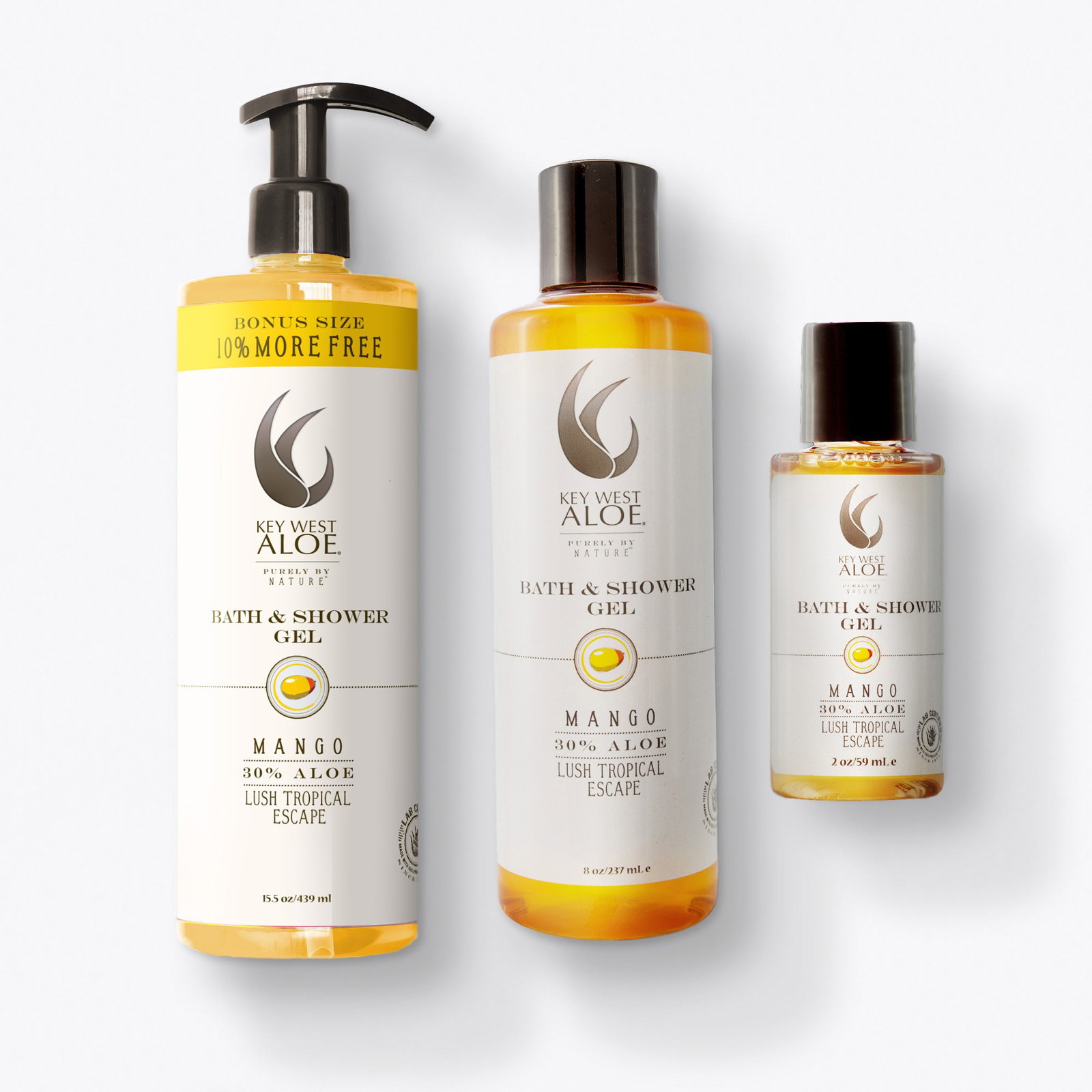 bottles of Mango Bath & Shower Gels
