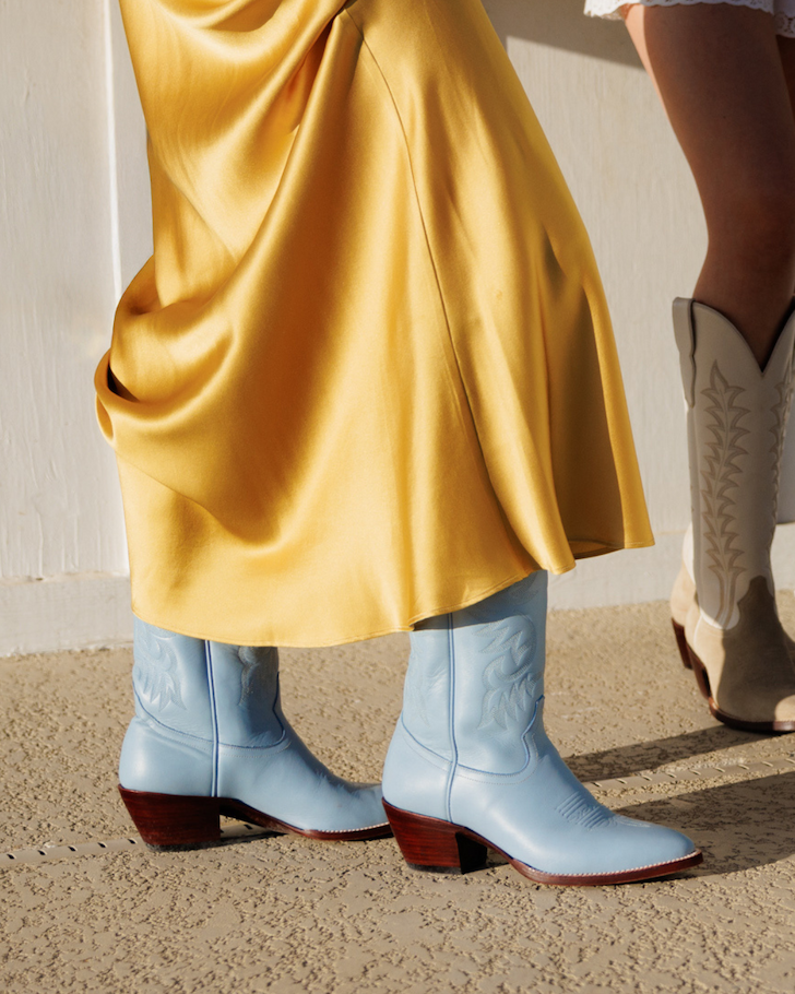 The Heart Boot Powder Blue and Bone
