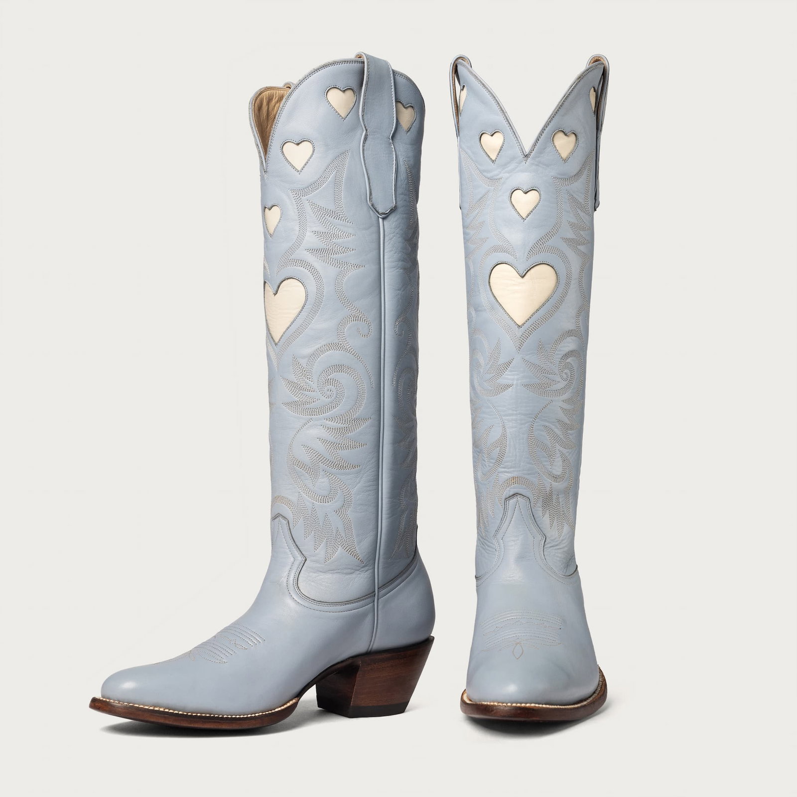 The Heart Boot Powder Blue and Bone