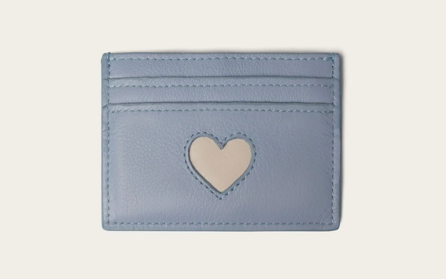 The Heart Wallet Powder Blue and Bone